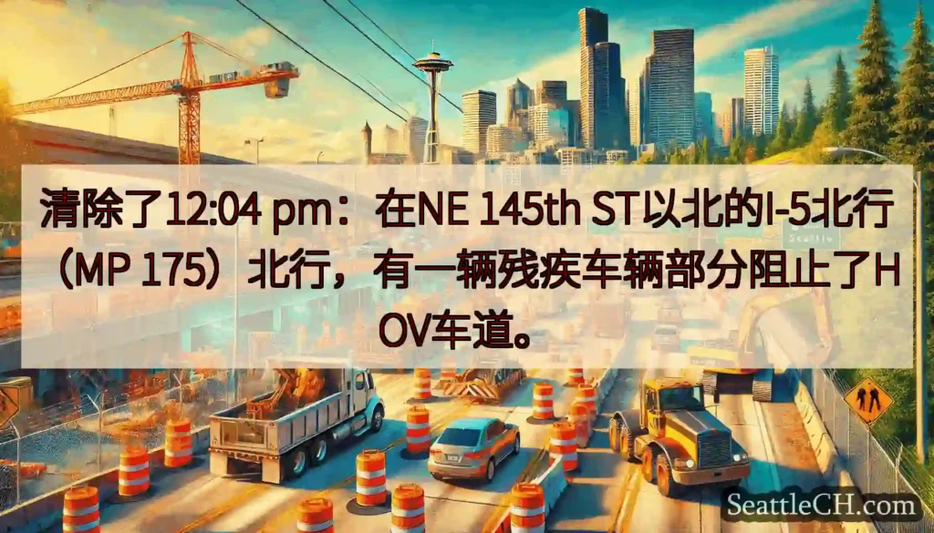 清除了12:04 pm：在NE 145th ST以北的I-5北行（MP