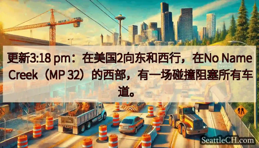 更新3:18 pm：在美国2向东和西行，在No Name Creek（MP
