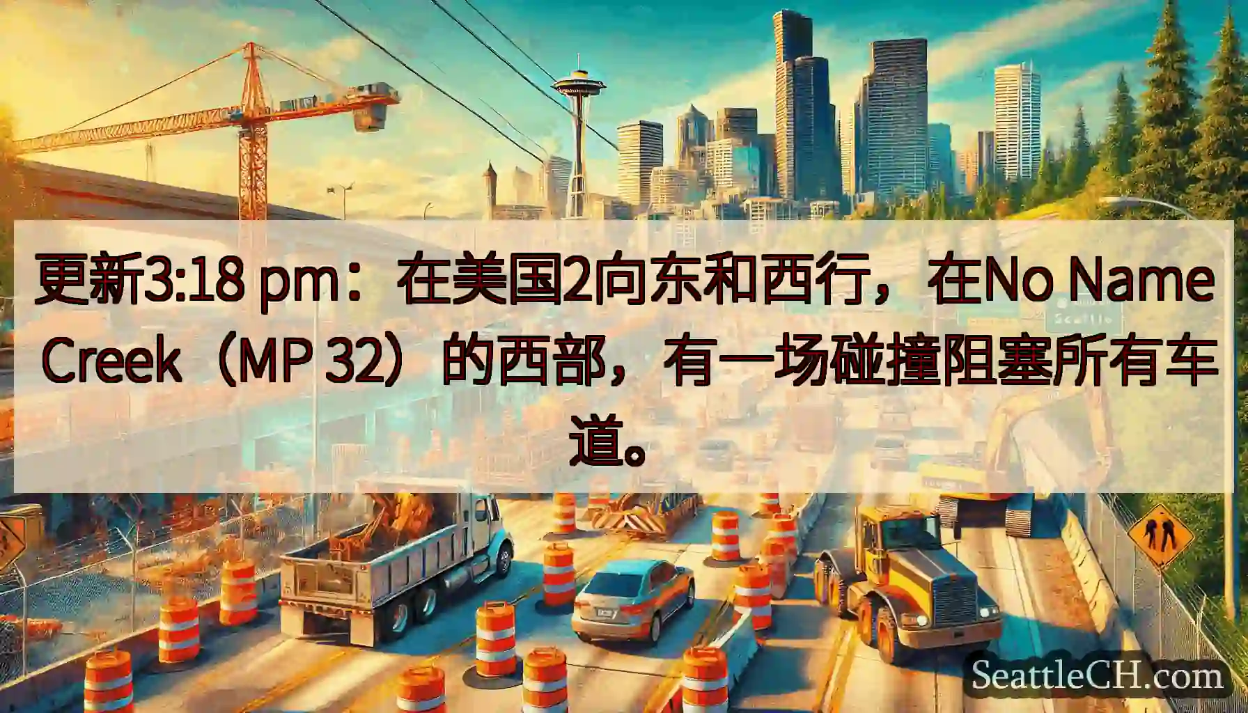更新3:18 pm：在美国2向东和西行，在No Name Creek（MP