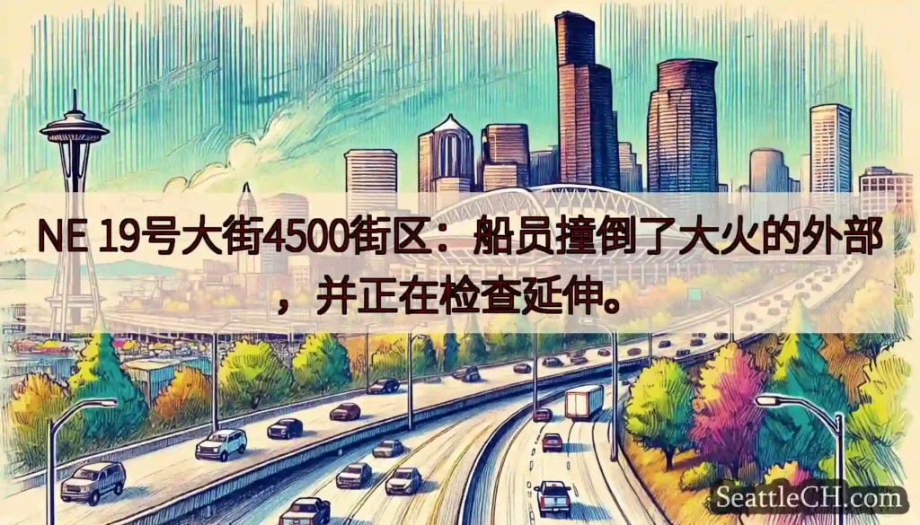 NE 19号大街4500街区：船员撞倒了大火的外部，并正在检查延伸。
