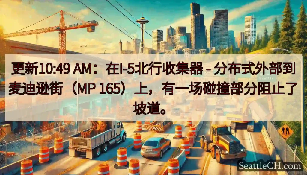 更新10:49 AM：在I-5北行收集器 - 分布式外部到麦迪逊街（MP