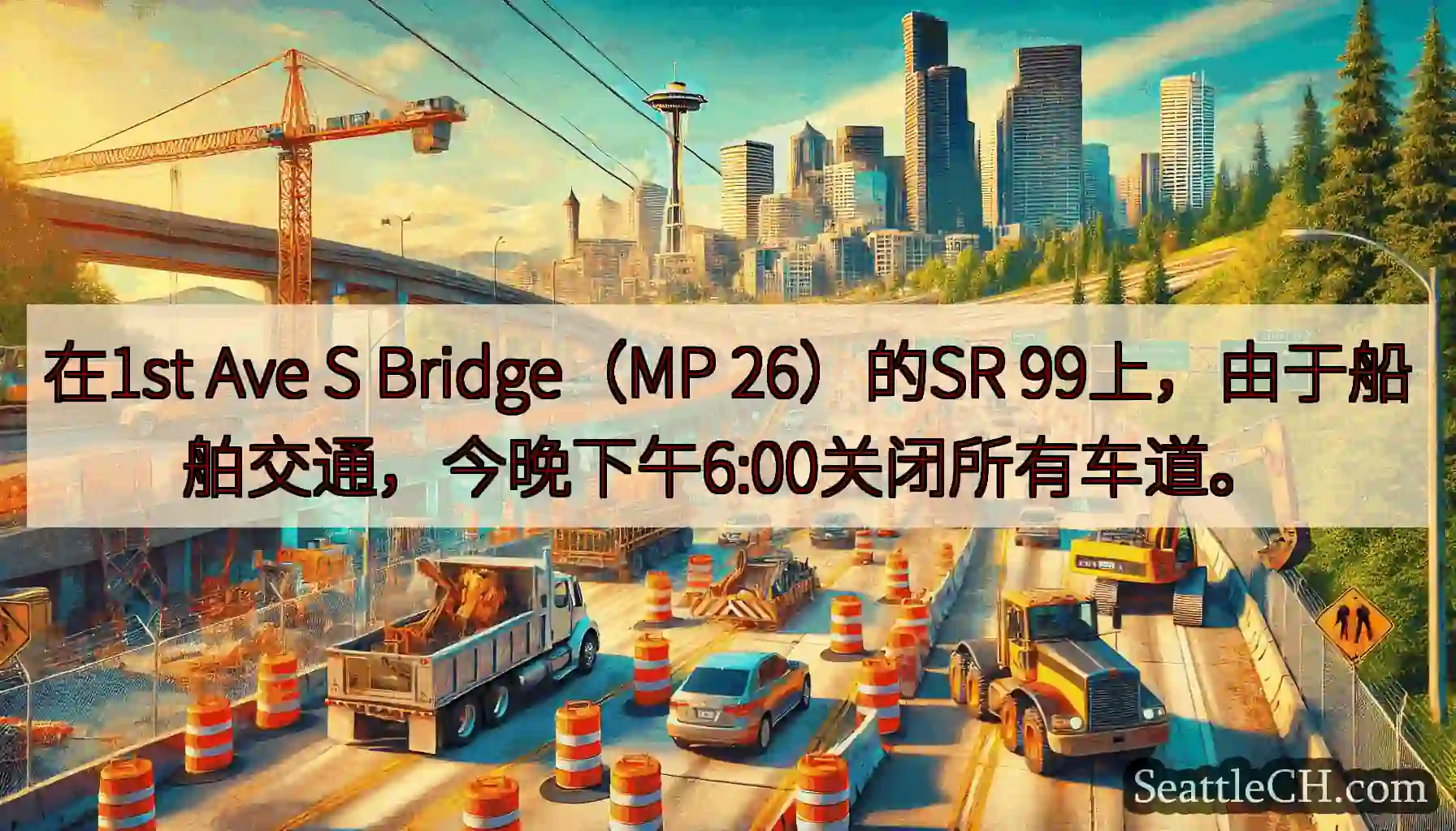 在1st Ave S Bridge（MP 26）的SR