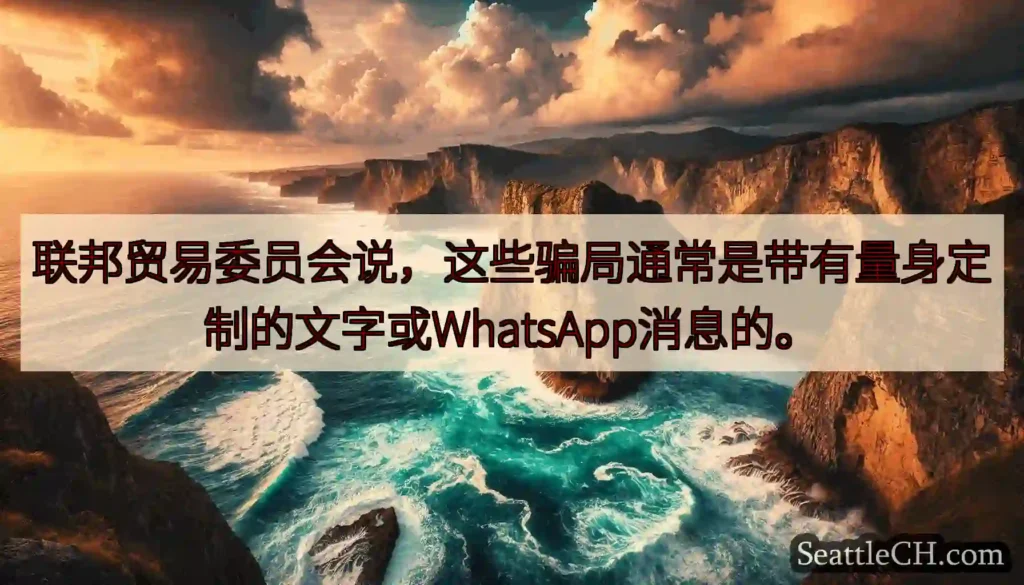 联邦贸易委员会说，这些骗局通常是带有量身定制的文字或WhatsApp消息的。