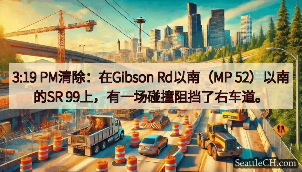 3:19 PM清除：在Gibson Rd以南（MP 52）以南的SR