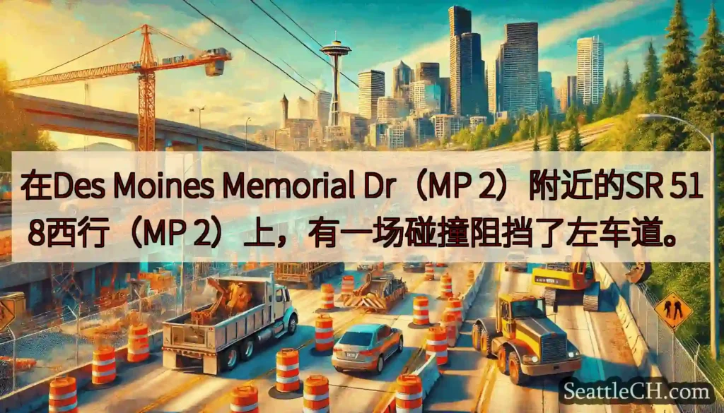 在Des Moines Memorial Dr（MP 2）附近的SR 518西行（MP