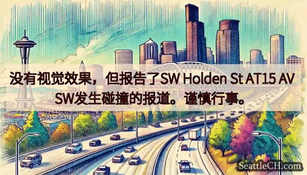 没有视觉效果，但报告了SW Holden St AT15 AV SW发生碰撞的报道。谨慎行事。