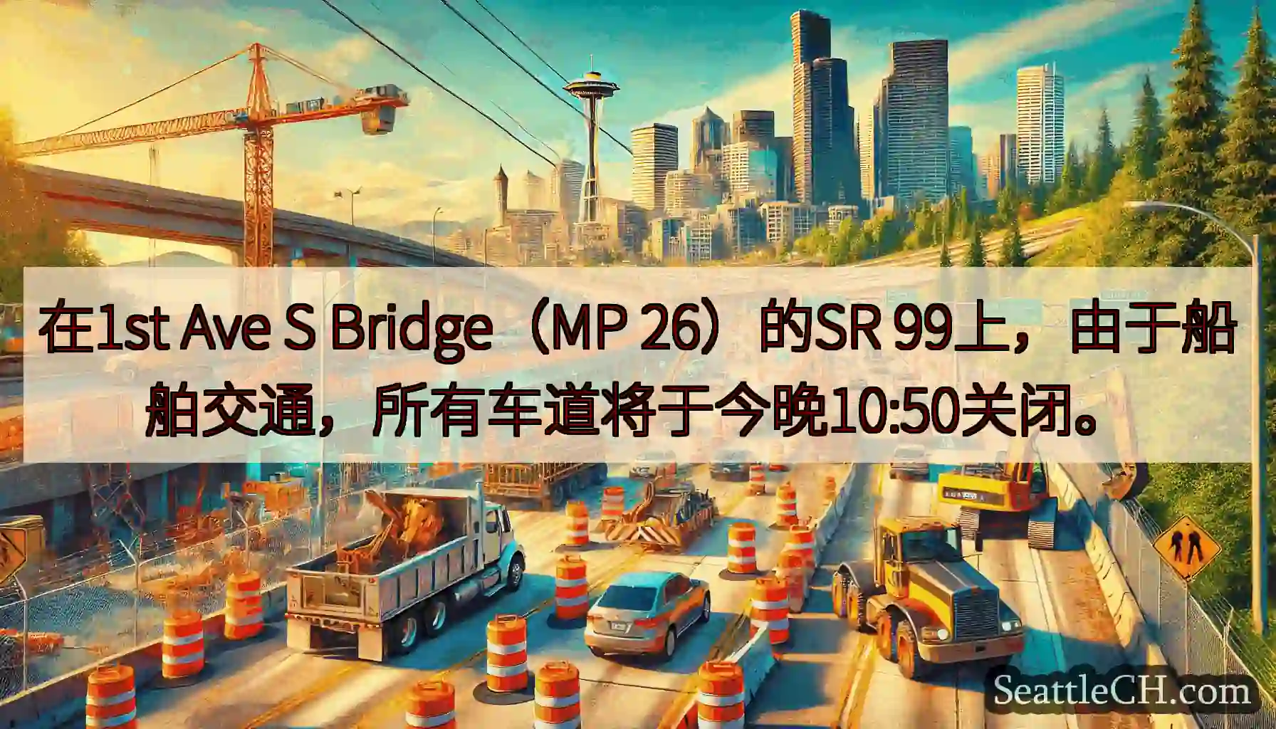 在1st Ave S Bridge（MP 26）的SR