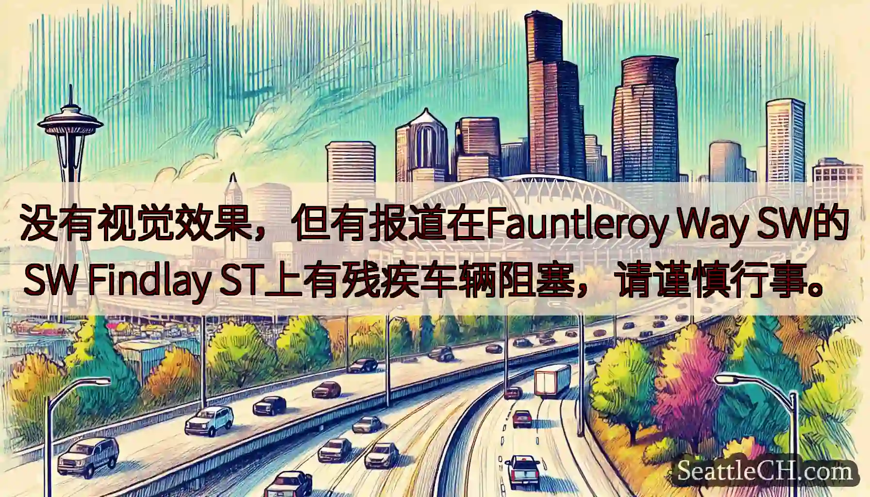 没有视觉效果，但有报道在Fauntleroy Way SW的SW Findlay