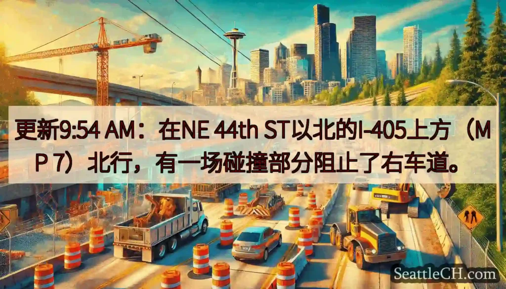 更新9:54 AM：在NE 44th ST以北的I-405上方（MP