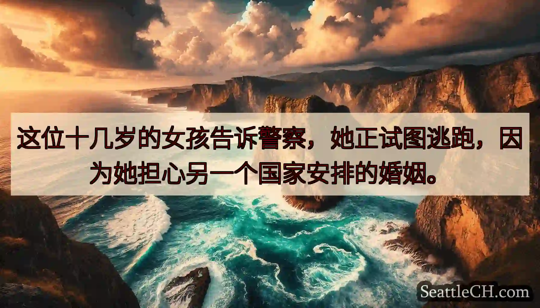 这位十几岁的女孩告诉警察，她正试图逃跑，因为她担心另一个国家安排的婚姻。