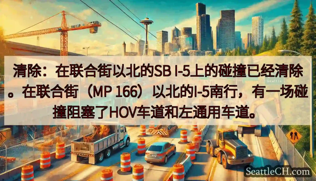 清除：在联合街以北的SB I-5上的碰撞已经清除。在联合街（MP