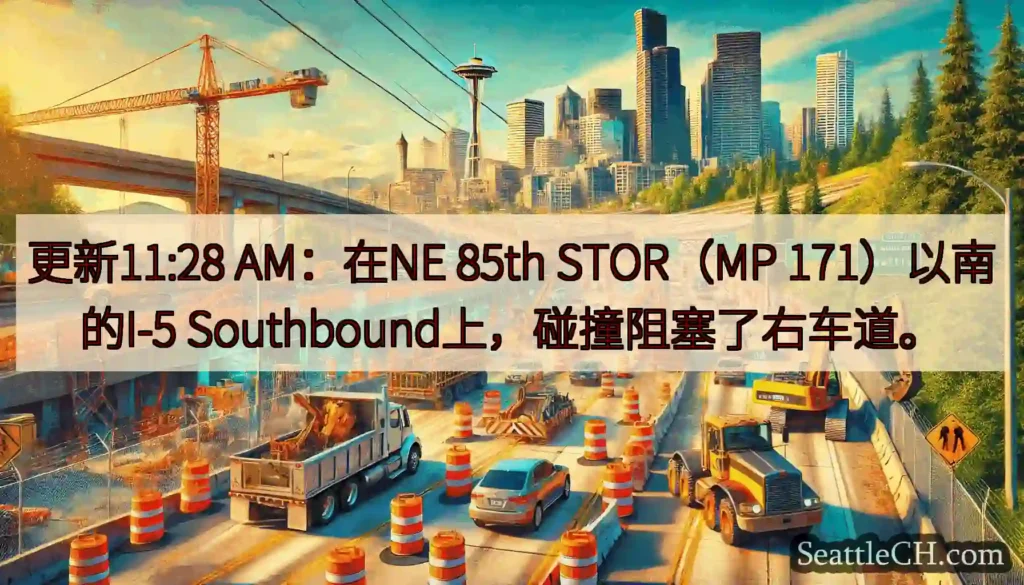 更新11:28 AM：在NE 85th STOR（MP 171）以南的I-5
