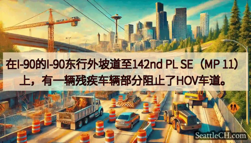 在I-90的I-90东行外坡道至142nd PL SE（MP