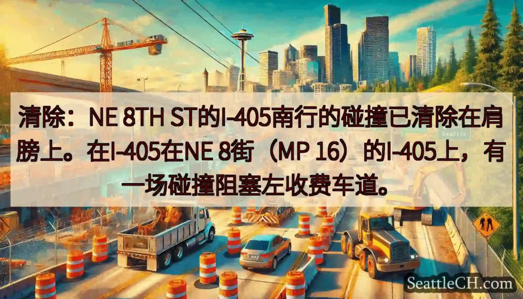 清除：NE 8TH ST的I-405南行的碰撞已清除在肩膀上。在I-405在NE 8街（MP
