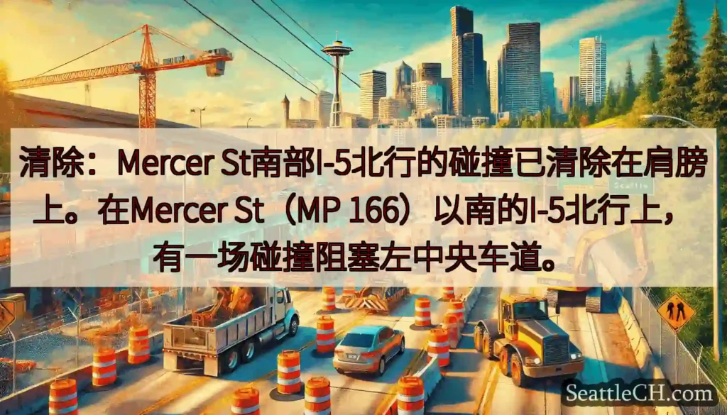 清除：Mercer St南部I-5北行的碰撞已清除在肩膀上。在Mercer St（MP