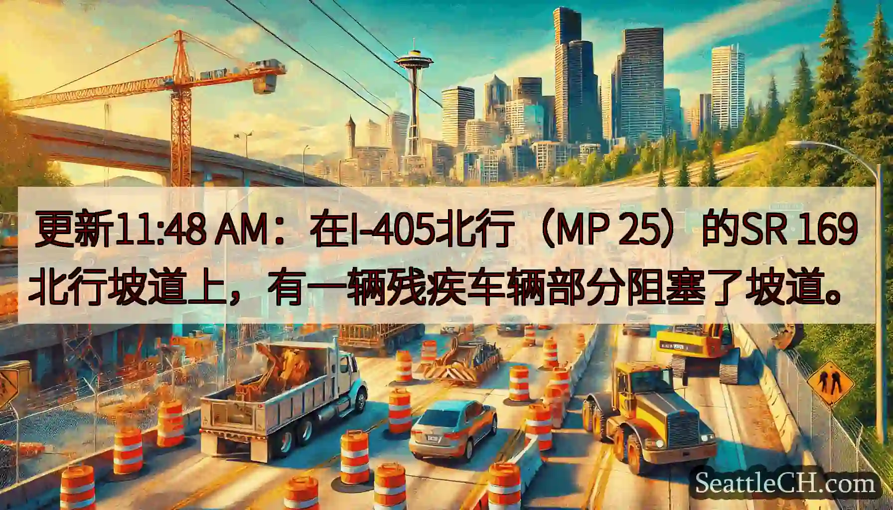 更新11:48 AM：在I-405北行（MP 25）的SR