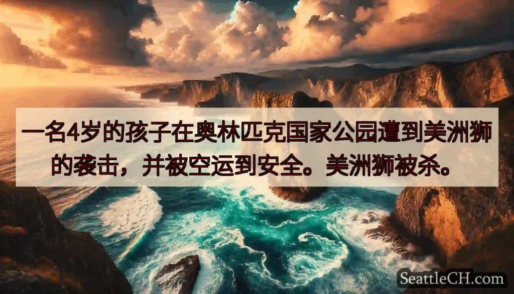 一名4岁的孩子在奥林匹克国家公园遭到美洲狮的袭击，并被空运到安全。美洲狮被杀。