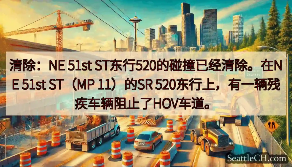 清除：NE 51st ST东行520的碰撞已经清除。在NE 51st ST（MP 11）的SR
