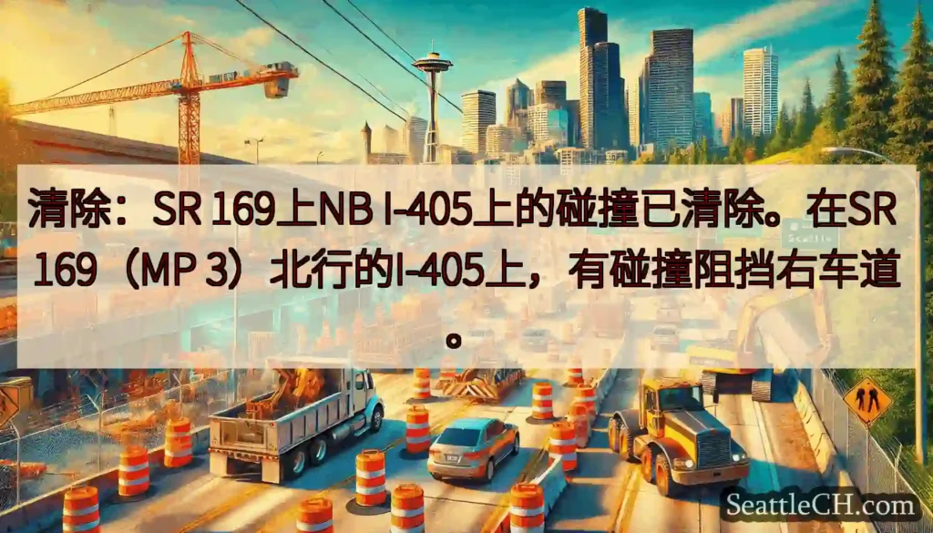 清除：SR 169上NB I-405上的碰撞已清除。在SR 169（MP
