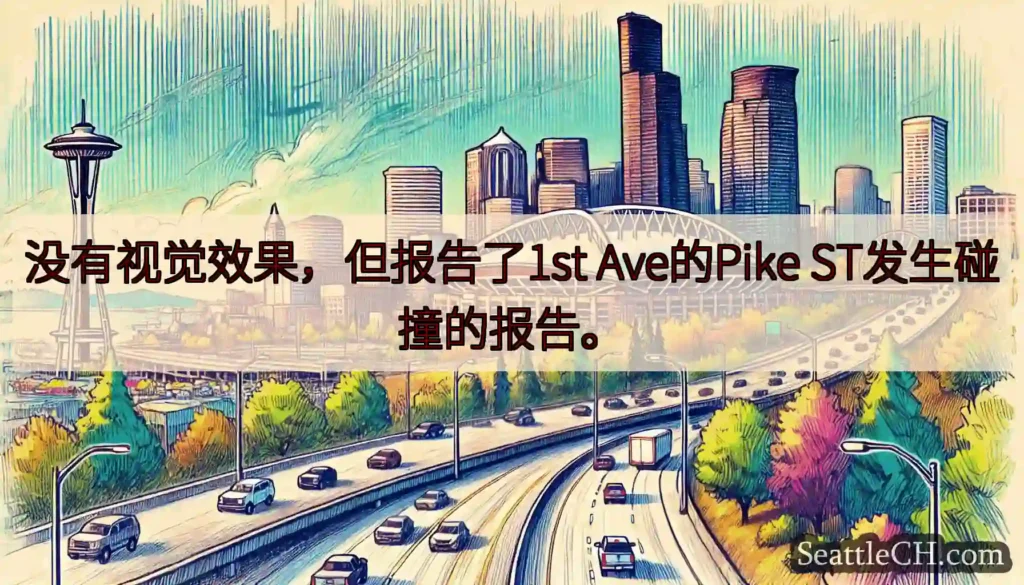 没有视觉效果，但报告了1st Ave的Pike ST发生碰撞的报告。
