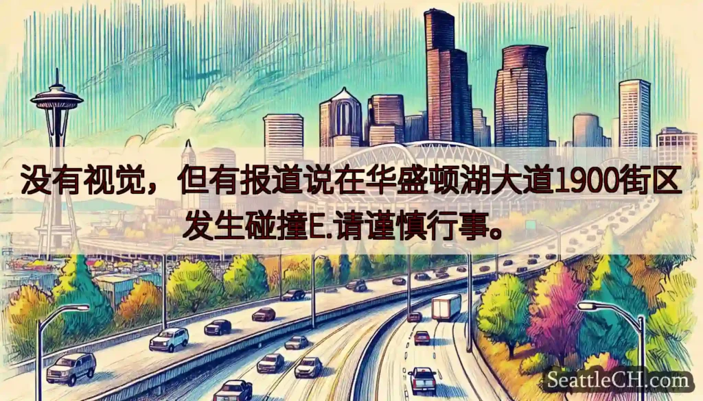 没有视觉，但有报道说在华盛顿湖大道1900街区发生碰撞E.请谨慎行事。