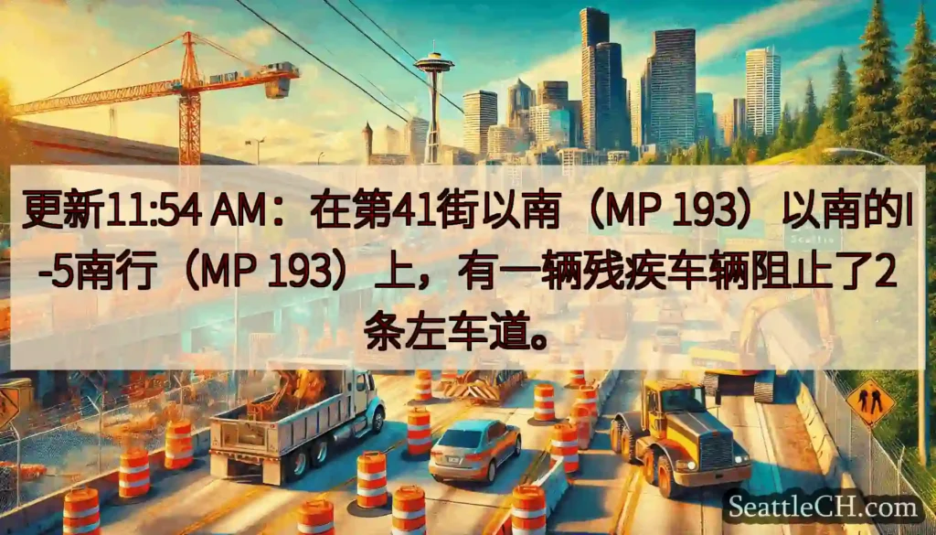 更新11:54 AM：在第41街以南（MP 193）以南的I-5南行（MP
