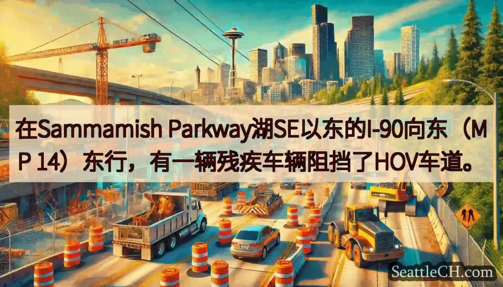 在Sammamish Parkway湖SE以东的I-90向东（MP
