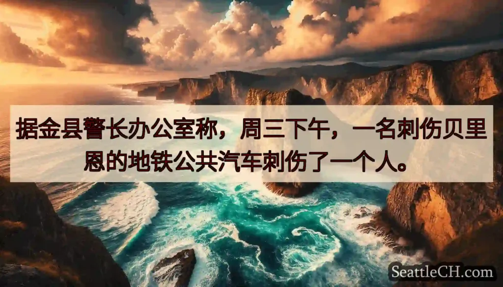 据金县警长办公室称，周三下午，一名刺伤贝里恩的地铁公共汽车刺伤了一个人。