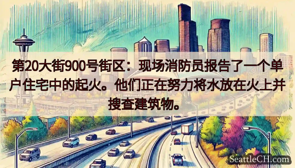 第20大街900号街区：现场消防员报告了一个单户住宅中的起火。他们正在努力将水放在火上并搜查建筑物。