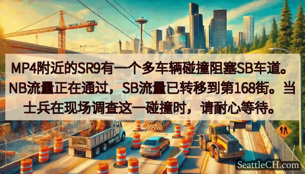 MP4附近的SR9有一个多车辆碰撞阻塞SB车道。NB流量正在通过，SB流量已转移到第168街。当士兵
