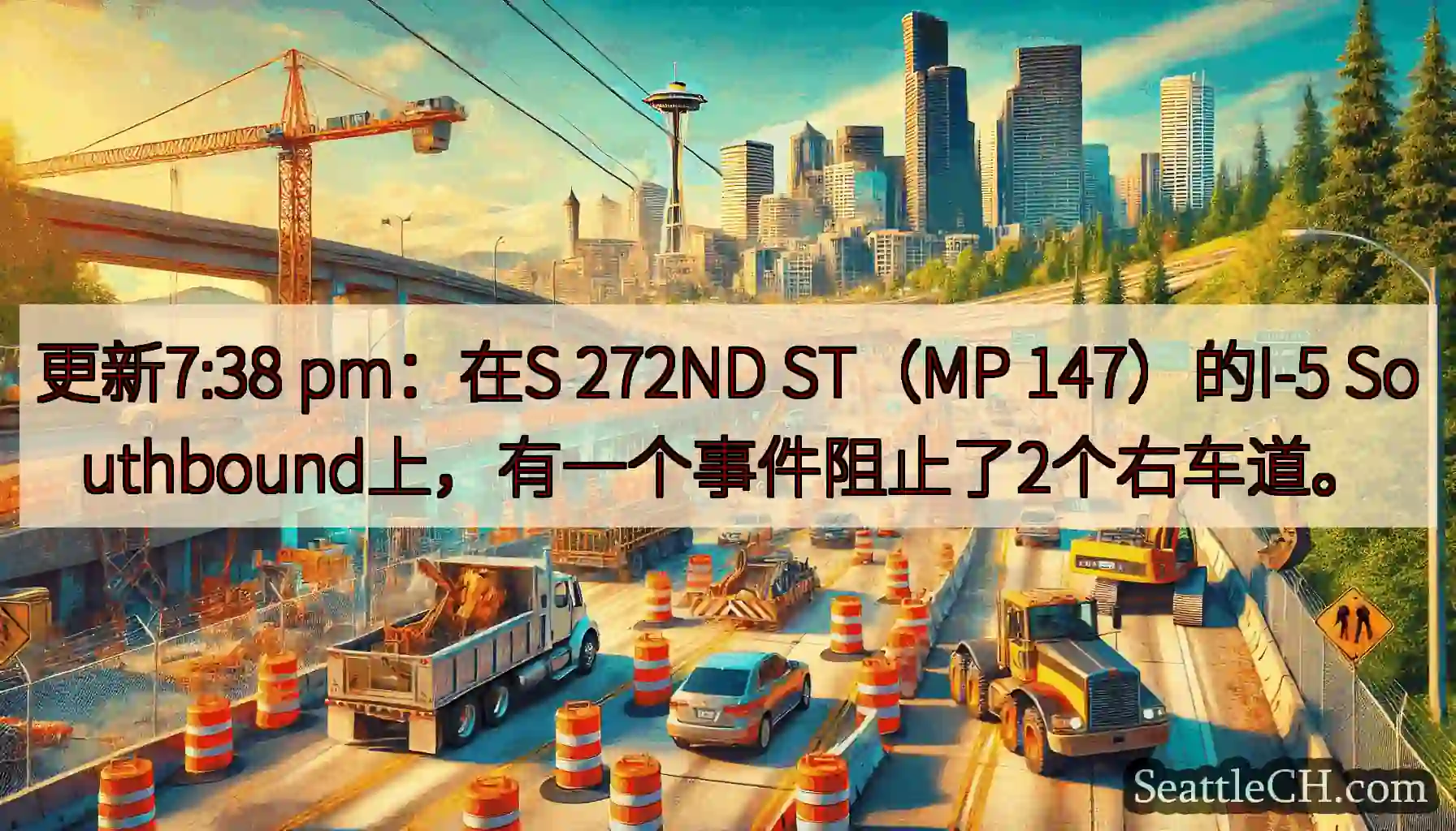 更新7:38 pm：在S 272ND ST（MP 147）的I-5
