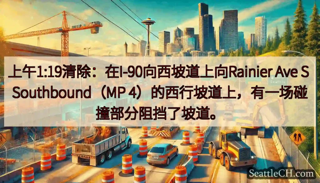 上午1:19清除：在I-90向西坡道上向Rainier Ave S Southbound（MP