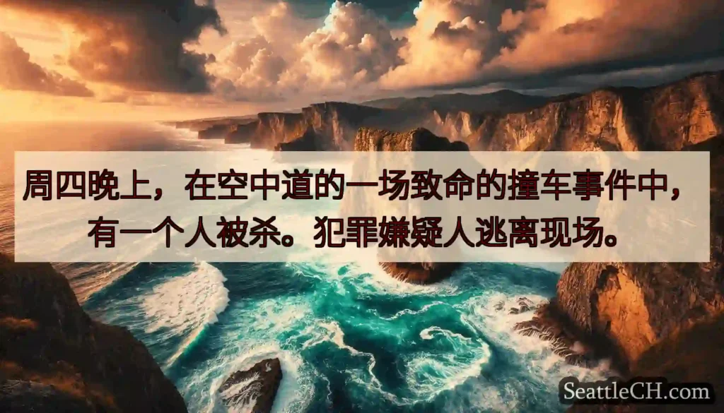 周四晚上，在空中道的一场致命的撞车事件中，有一个人被杀。犯罪嫌疑人逃离现场。