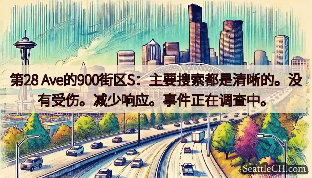 第28 Ave的900街区S：主要搜索都是清晰的。没有受伤。减少响应。事件正在调查中。
