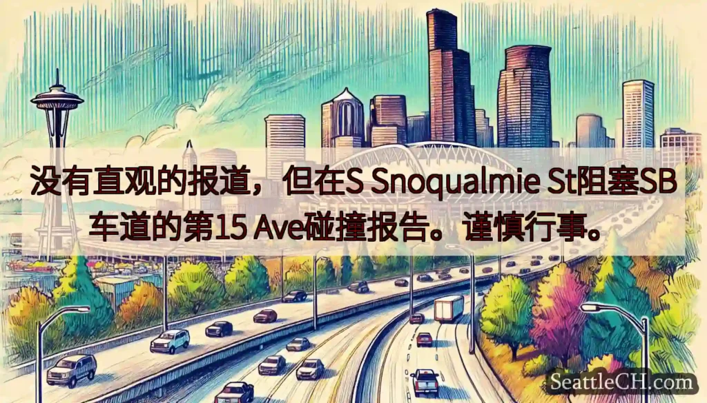 没有直观的报道，但在S Snoqualmie St阻塞SB车道的第15 Ave碰撞报告。谨慎行事。