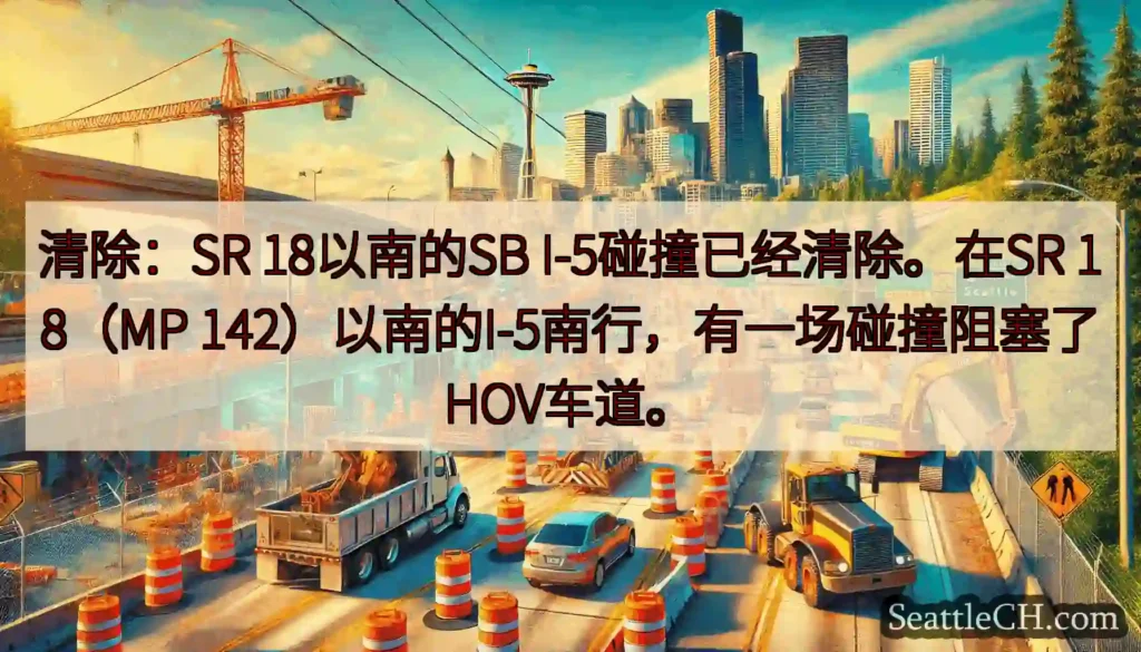 清除：SR 18以南的SB I-5碰撞已经清除。在SR 18（MP
