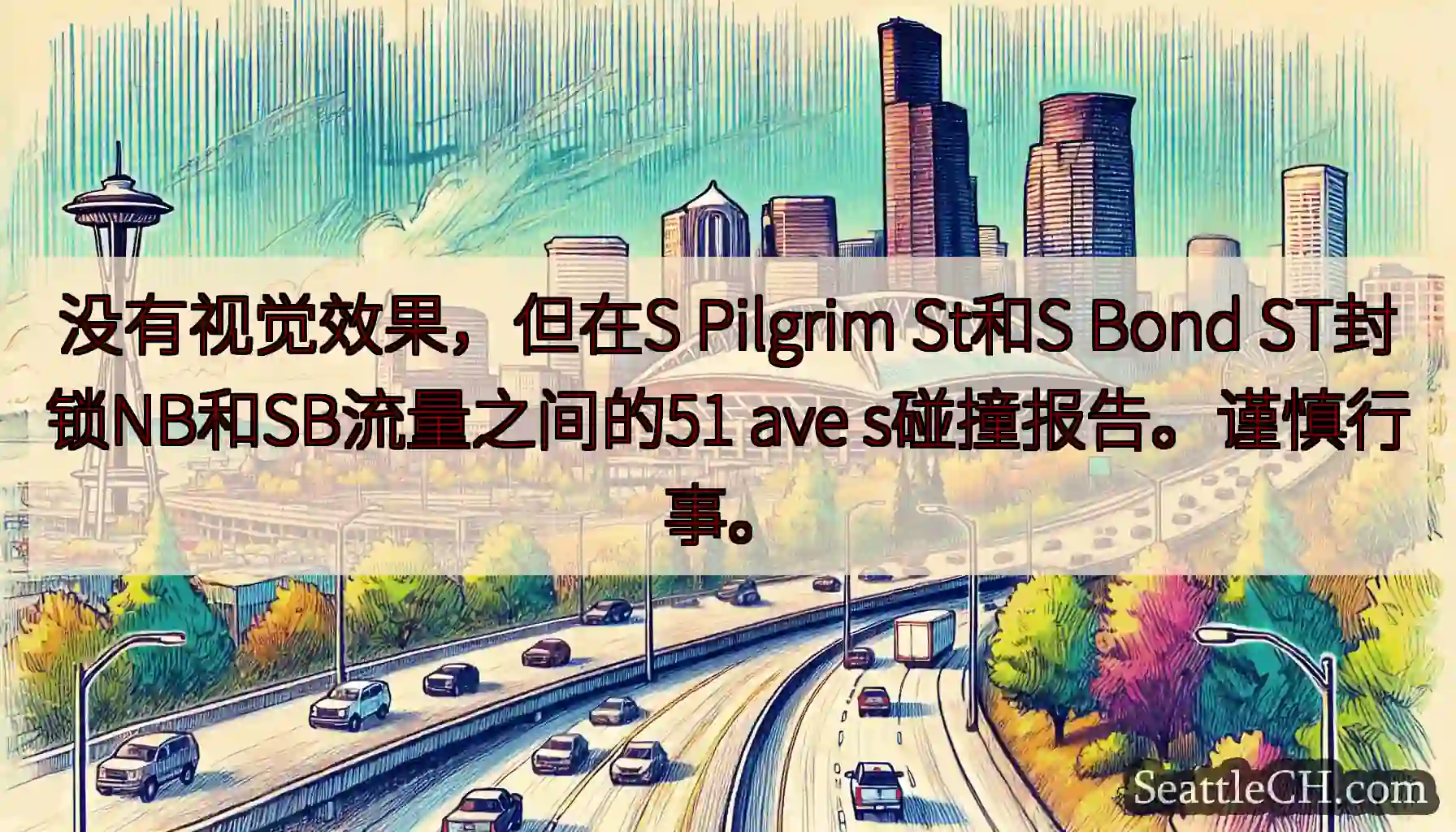 没有视觉效果，但在S Pilgrim St和S Bond ST封锁NB和SB流量之间的51 ave