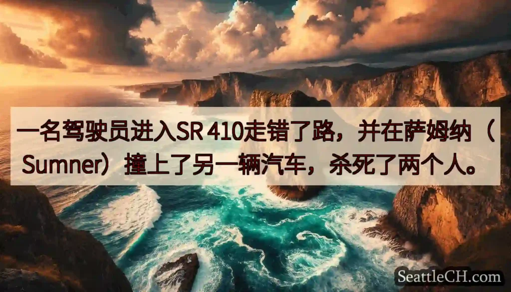 一名驾驶员进入SR 410走错了路，并在萨姆纳（Sumner）撞上了另一辆汽车，杀死了两个人。