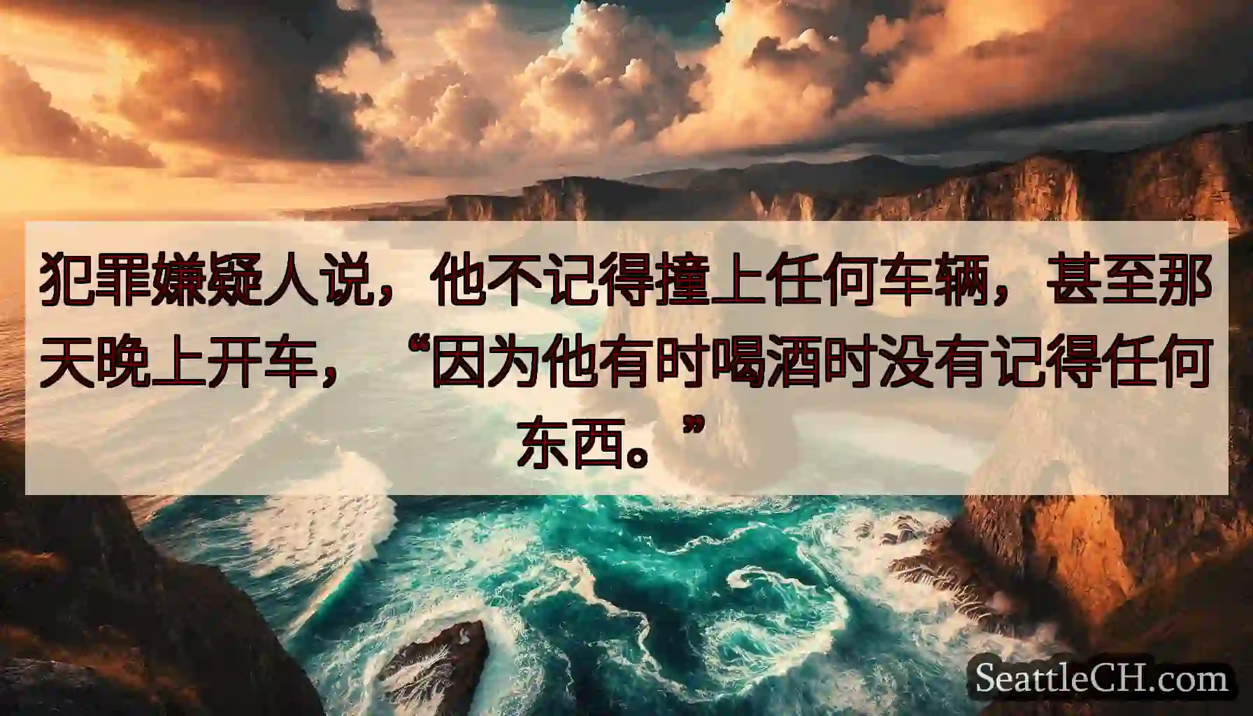 犯罪嫌疑人说，他不记得撞上任何车辆，甚至那天晚上开车，“因为他有时喝酒时没有记得任何东西。”