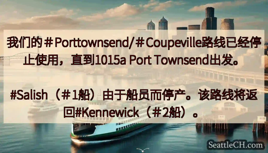 我们的＃Porttownsend/＃Coupeville路线已经停止使用，直到1015a Port