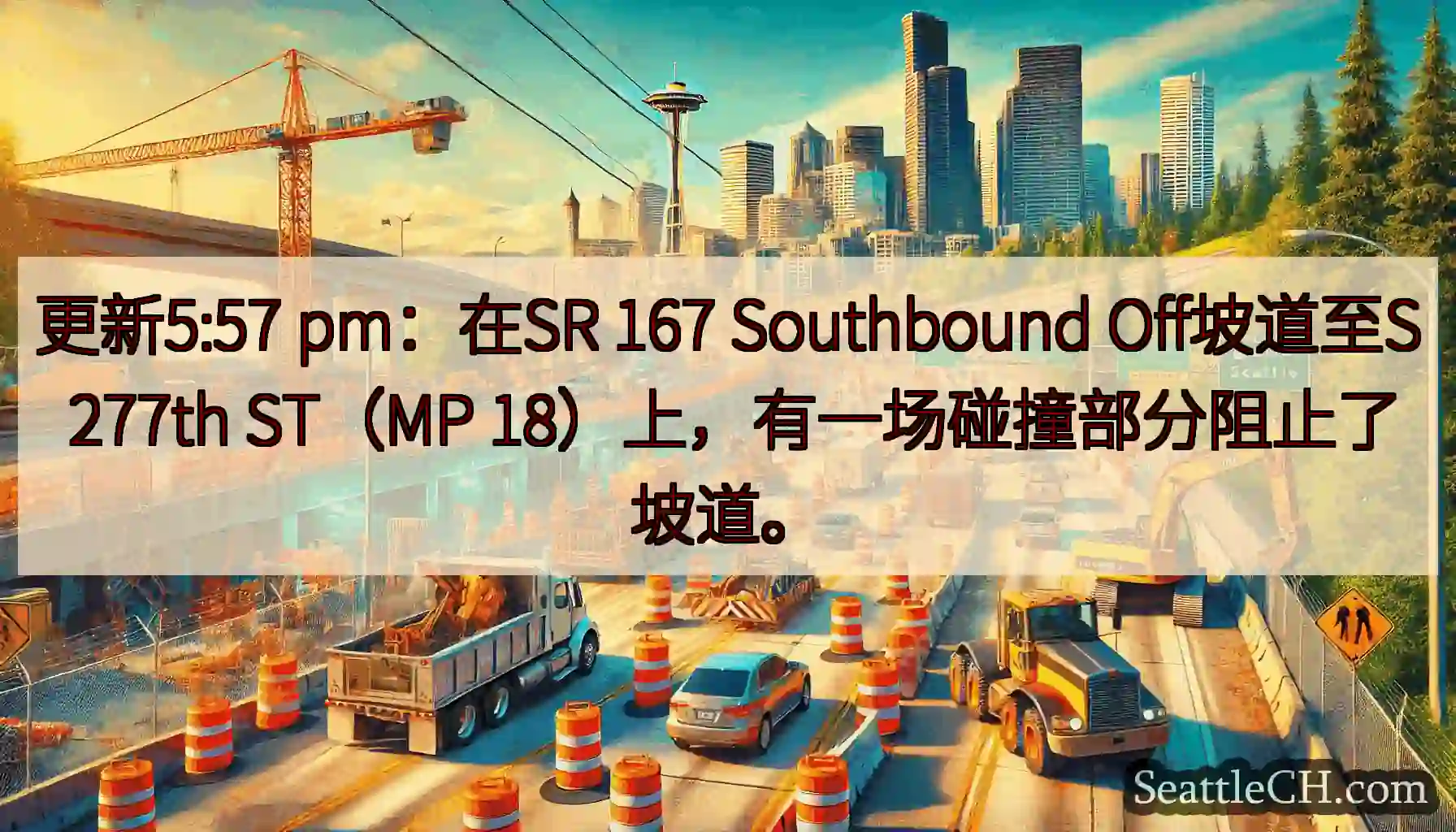 更新5:57 pm：在SR 167 Southbound Off坡道至S 277th ST（MP