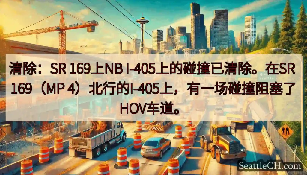 清除：SR 169上NB I-405上的碰撞已清除。在SR 169（MP