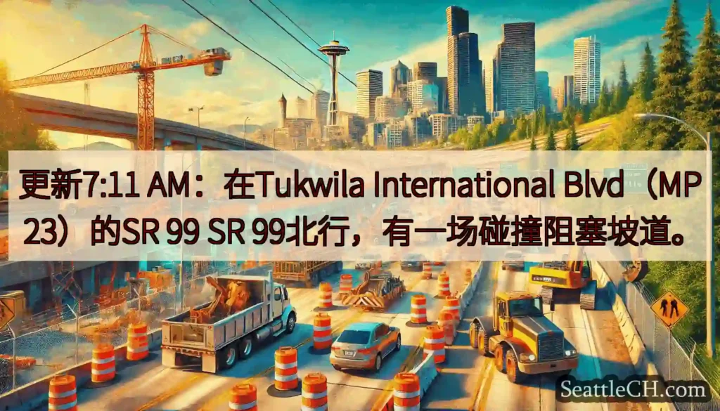 更新7:11 AM：在Tukwila International Blvd（MP 23）的SR