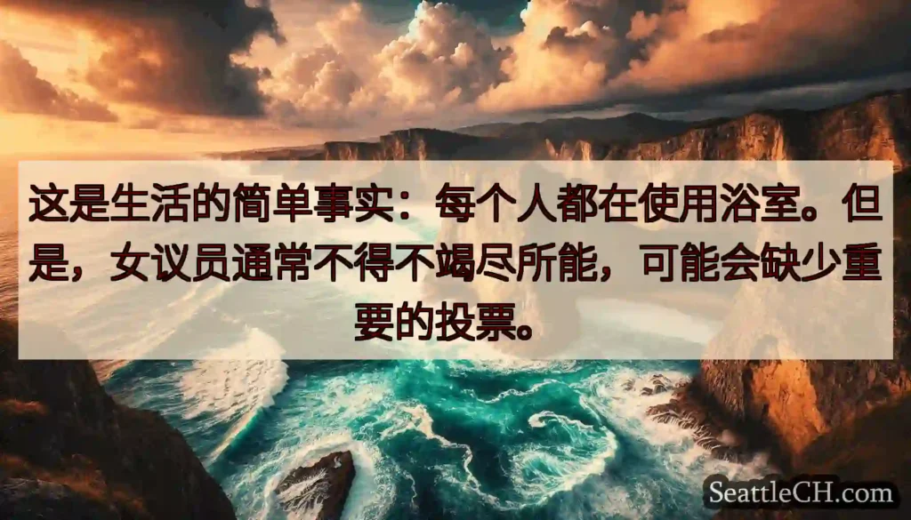 这是生活的简单事实：每个人都在使用浴室。但是，女议员通常不得不竭尽所能，可能会缺少重要的投票。