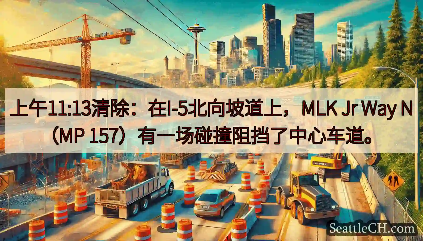 上午11:13清除：在I-5北向坡道上，MLK Jr Way N（MP