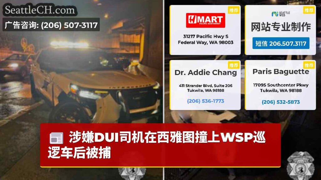 涉嫌DUI司机在西雅图撞上WSP巡逻车后被捕