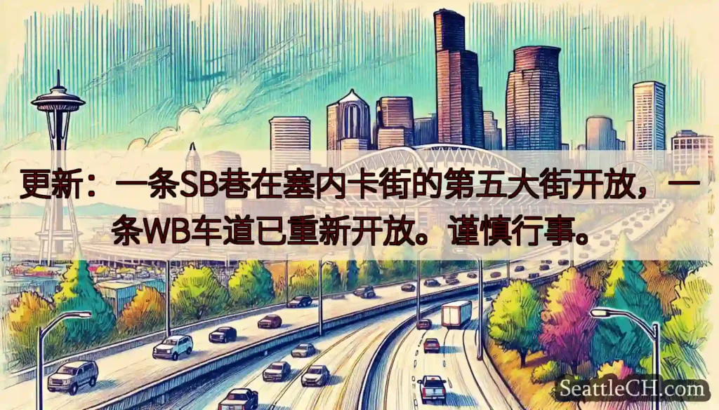 更新：一条SB巷在塞内卡街的第五大街开放，一条WB车道已重新开放。谨慎行事。