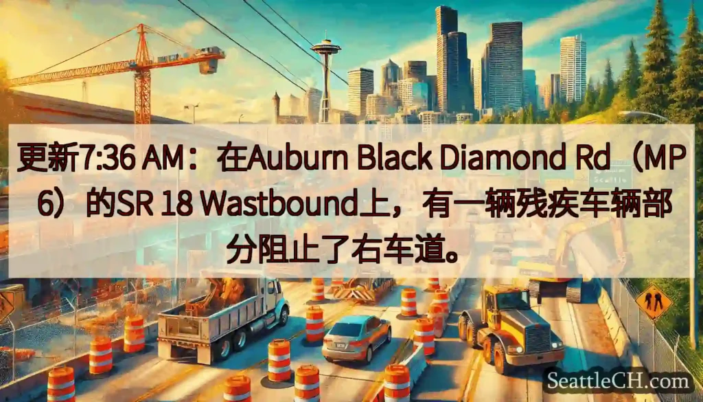 更新7:36 AM：在Auburn Black Diamond Rd（MP 6）的SR 18
