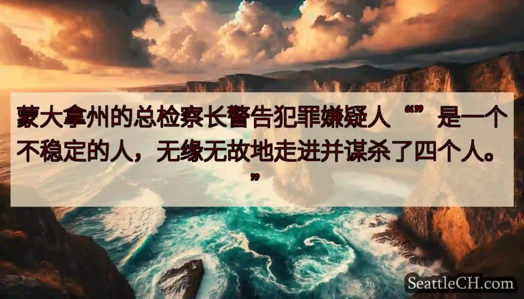 蒙大拿州的总检察长警告犯罪嫌疑人“”是一个不稳定的人，无缘无故地走进并谋杀了四个人。”