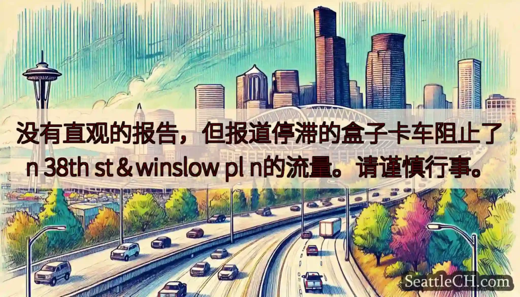 没有直观的报告，但报道停滞的盒子卡车阻止了n 38th st＆winslow pl